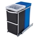 Pull Out Blue Recycle Bin Black Trash Can Slides Under Kitchen Counter