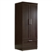 Dark Brown Wood Wardrobe Cabinet Armoire with Garment Rod