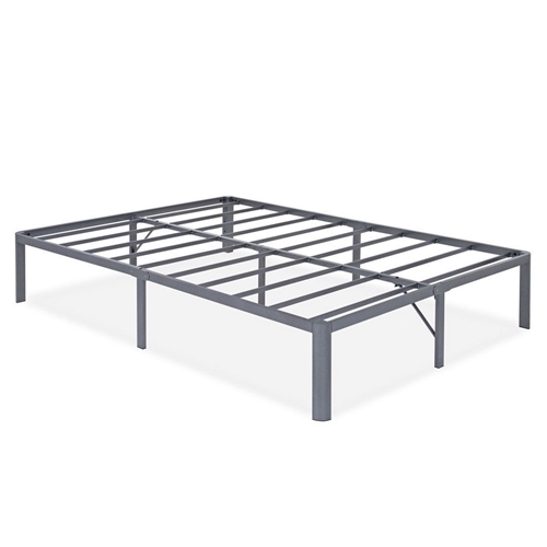 Queen Heavy Duty Grey Metal Platform Bed Frame with Round Corners