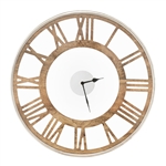 Natural Wood 16-inch Classic Farmhouse Roman Numerals Wall Clock