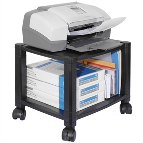 Sturdy 2-Shelf Mobile Printer Stand Cart in Black with Locking Casters