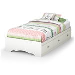 Twin size White Platform Bed Frame with 3 Storage Drawers