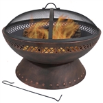 25 Inch Copper Chalice Steel Fire Pit with Spark Screen