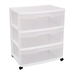 Mobile 3-Drawer Storage Cart Wardrobe Home Storage Cabinet in Clear White