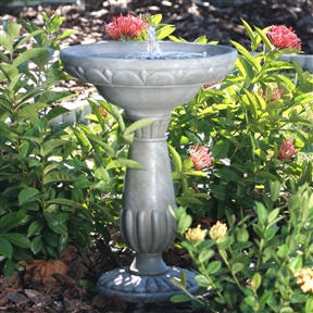 Outdoor Solar Fountain Bird Bath in Fade Resistant Resin with Solar Pump