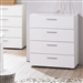 Contemporary Style White 4-Drawer Bedroom Bureau Storage Chest