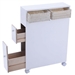 White Bathroom Storage Floor Cabinet with Baskets and Casters