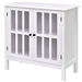 White Wood Bathroom Storage Floor Cabinet with Glass Doors