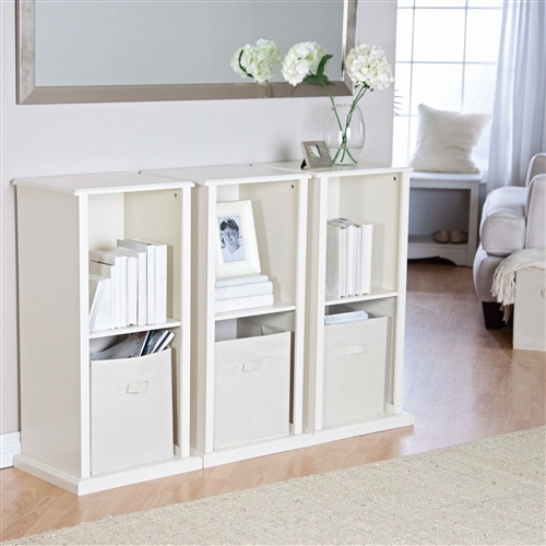 Modern Stacking Storage Unit Vertical Bookcase Bookshelf in Vanilla White Finish