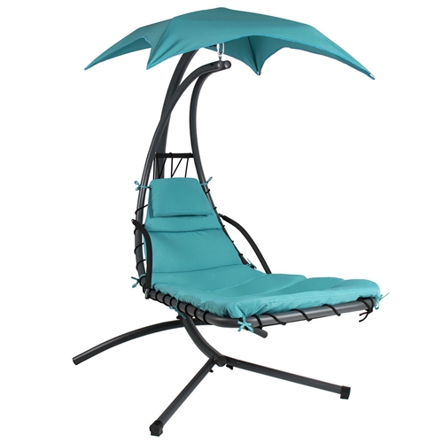 Teal Single Person Modern Chaise Lounger Hammock Chair Porch Swing