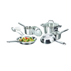10-Piece Stainless Steel Dishwasher Safe Cookware Set with Glass Lids