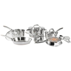 12-Piece Stainless Steel Cookware Set with Copper Bottom