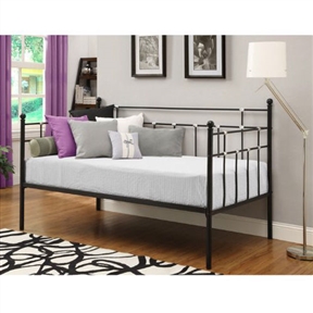 Twin size Black Metal Daybed with Chrome Detailing