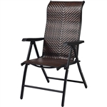 Outdoor/Indoor Folding Patio Chair with Brown Rattan Seat and High Back-Rest