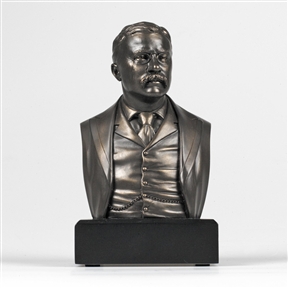 6-inch High Theodore Roosevelt Bust Sculpture Statue in Bronze Finish