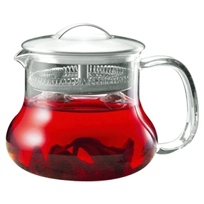22-ounce Glass Kettle Tea Pot Strainer with Stainless Steel Lid