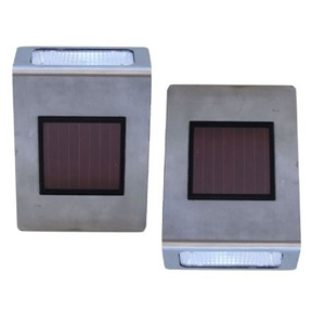 Pack of 2 Stainless Steel Wall Mounted Solar LED Lights