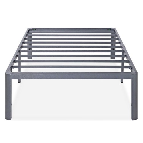 Twin Heavy Duty Platform Bed Frame with Round Corners in Grey Metal