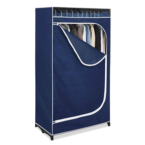 Portable Clothes Closet Wardrobe in Blue Breathable Fabric