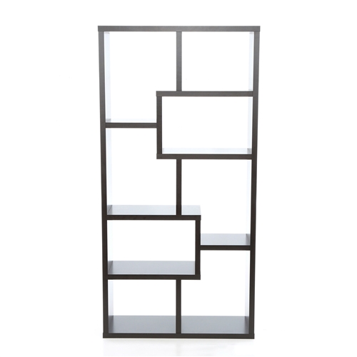 Modern 70.75-inch High Display Cabinet Bookcase in Black Wood Finish