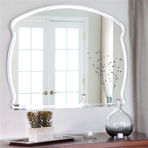 Rectangular Arch Top Wavy Modern Frameless Wall Mirror