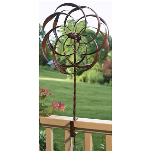 Copper Plated Metal Spinning Yard Garden Deck Rail Ornament Wind Spinner