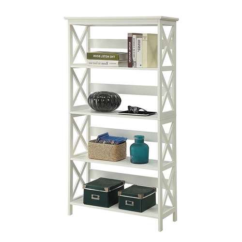 Glossy White 5-Shelf Bookcase