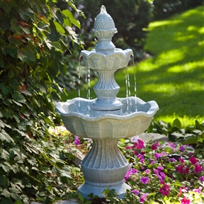 2-Tier Outdoor Fountain with Pineapple Top in Weather Resistant Resin