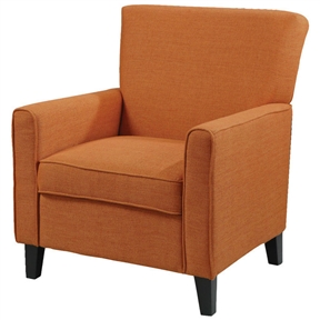 Orange Fabric Contemporary Living Room Arm Chair with Wood Legs