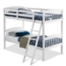 Twin over Twin Wooden Bunk Bed with Ladder in White Wood Finish