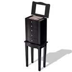 Black Wood 5-Drawer Jewelry Chest Storage Chest Cabinet with Mirror