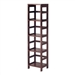 Narrow 4-Shelf Contemporary Shelving Unit in Espresso Wood Finish