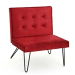 Red Berry Velvety Soft Upholstered Polyester Accent Chair Black Metal Legs
