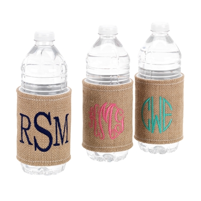 burlap coozie, monogram burlap coozie, personalized coozie