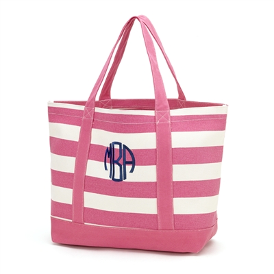 hot Pink Stripe Canvas Tote Bag