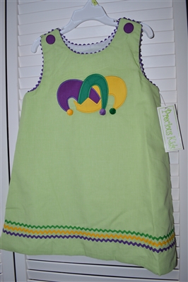 Mardi Gras Precious Kids Jester Applique A-line Dress