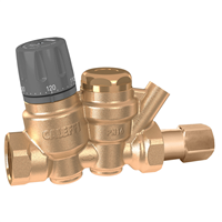 Caleffi 116 ThermoSetterâ„¢ Â¾" NPT female (with inlet check valve & outlet temperature gauge) Adjustable thermal balancing valve. 116151AC