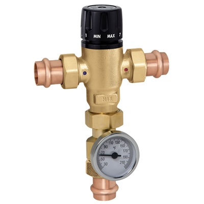 Caleffi 1" press Low Lead Mixing Valve With Thermometer 521616A
