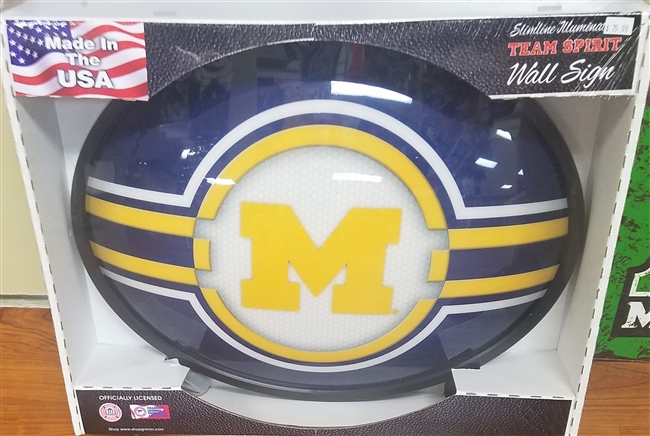 Slimline Illuminated Michigan Wolverines Logo Wall Sign