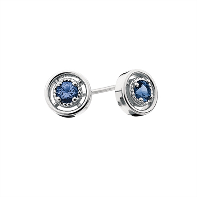 10k white gold 3mm round sapphire earrings