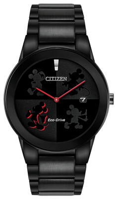 citizen eco-drive black ion plated Mickey Mouse watch