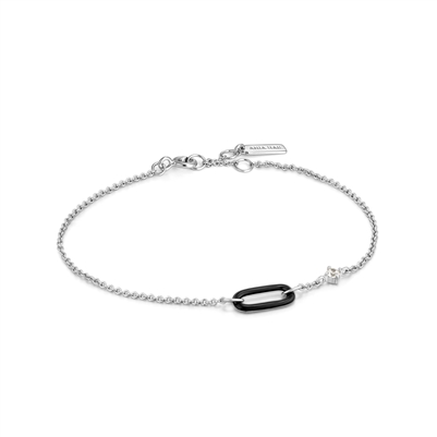 Ania Haie bright future raven black enamel silver link bracelet
