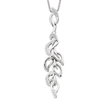 Sterling silver & cz cubic zirconia leaf necklace
