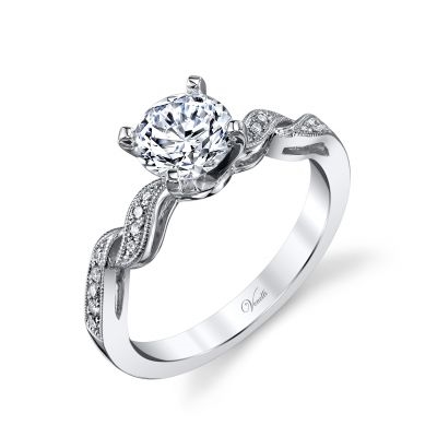 Venetti 14k white gold diamond semi mount engagement ring & matching wedding band