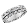 14k white gold round diamond & baguette fashion ring