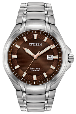 men's citizen eco-drive paradigm brown dial stainless steel watch  BM7413-51X