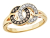 Caramel Diamond & White Diamond interlocking circles yellow gold ring