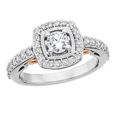 14k white & rose gold 1 carat diamond halo engagement ring