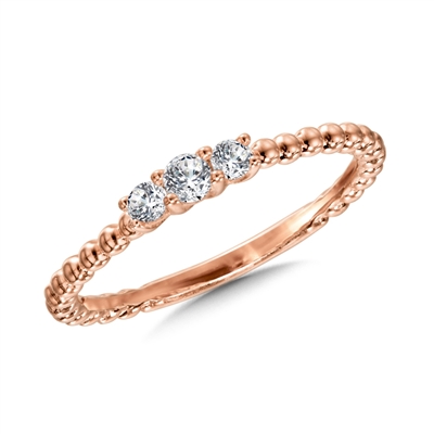 14k rose gold 3 diamond promise ring