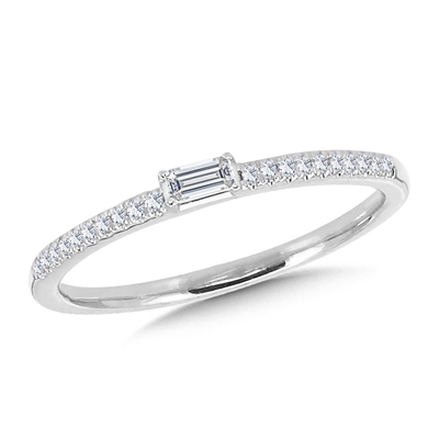 14k white gold baguette diamond stackable ring